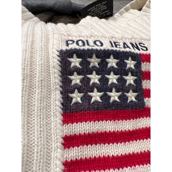 Vintage Ralph Lauren size small American flag ribbed sweater - Picture 3 of 4